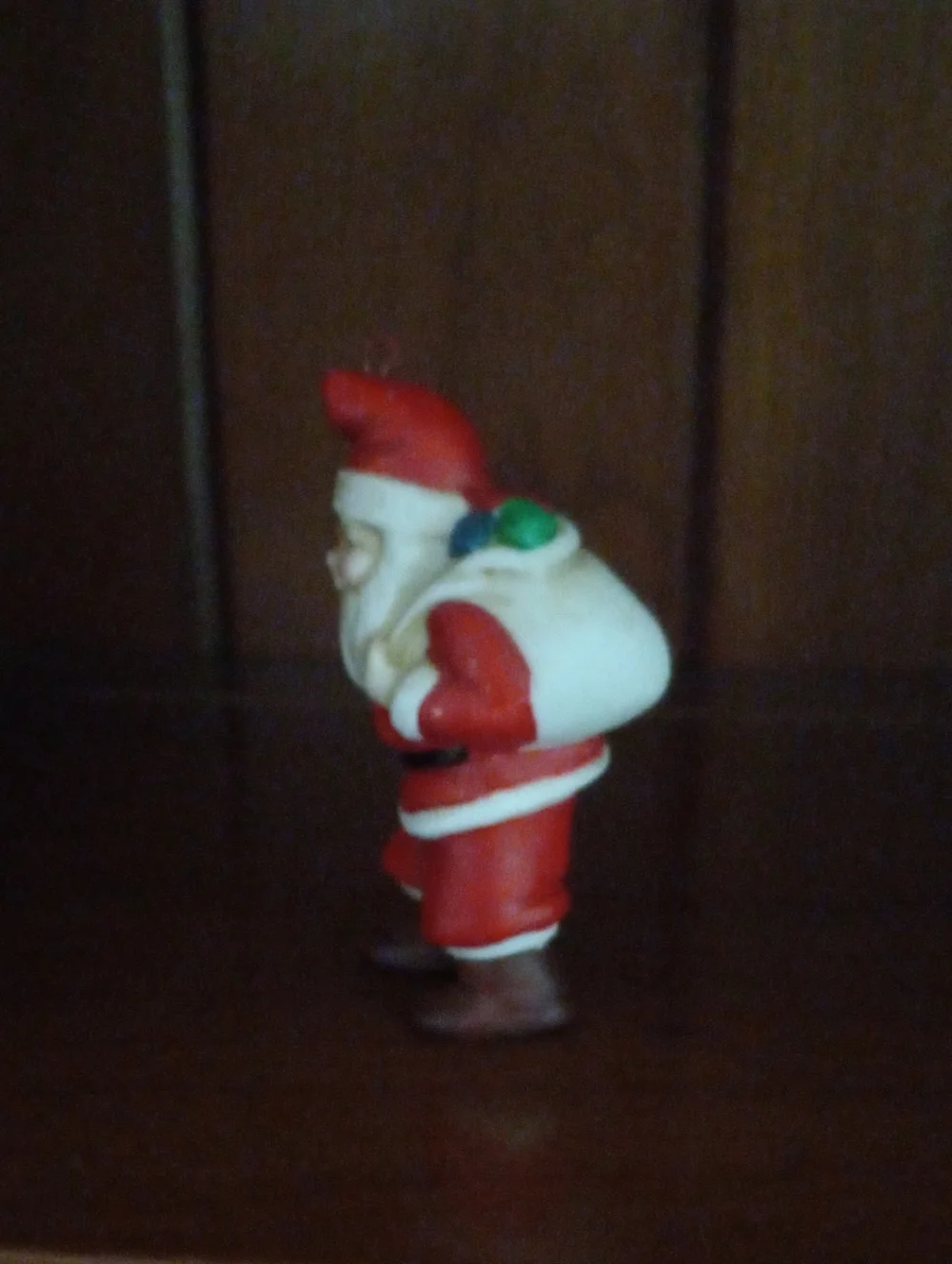 Vintage Ceramic Santa Claus Figurine with Lantern & Toy Sack Christmas Ornament